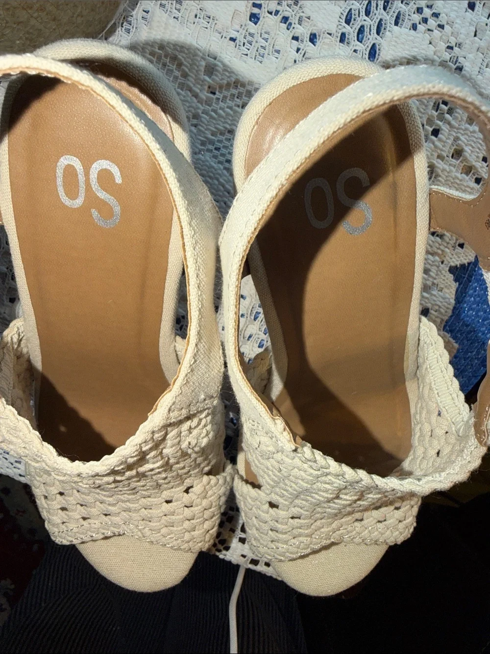 SO Cream Woven Cork Wedge Sandals